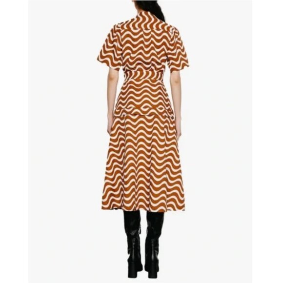 Du Paradis Leah Wave Stripe Cotton Midi Dress Mountain Wave NWOT Size Large - Picture 2 of 11